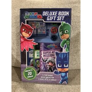 PJ Masks Deluxe Book Gift Set 3 Storybooks Movie Projector 5 Disks 20 Images NEW